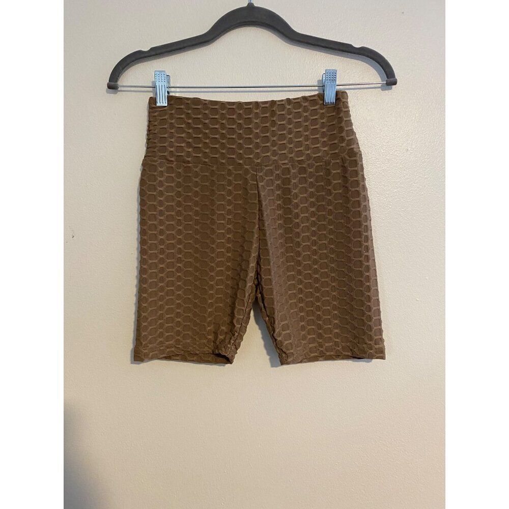 Dreamsicle Biker Shorts Honeycomb Textured Brown Women’s S Casual Comfy Artsy